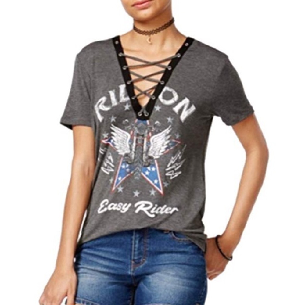 Grey Cutout Edgy Tee